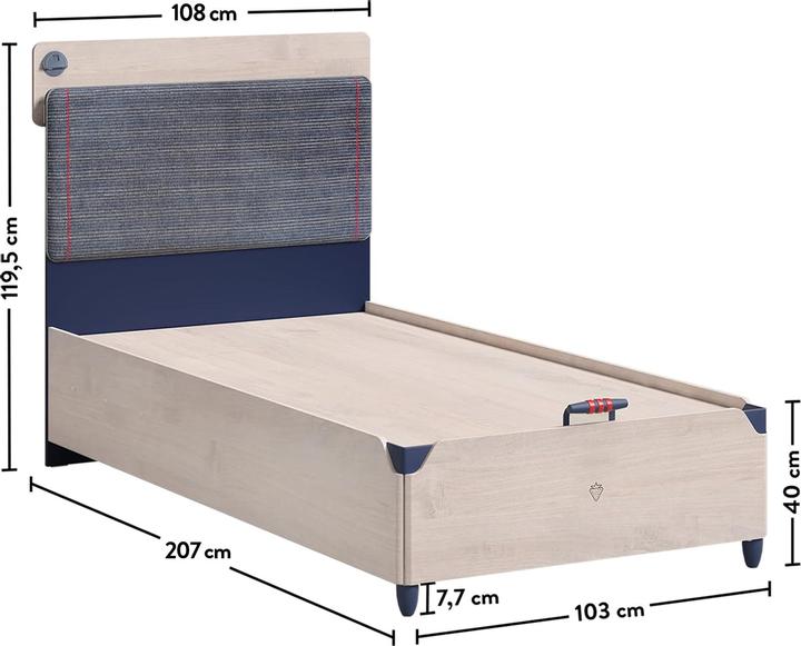 Image du produit Cilek Lit Trio Line avec espace de rangement 100x200cm (100 x 200 cm)