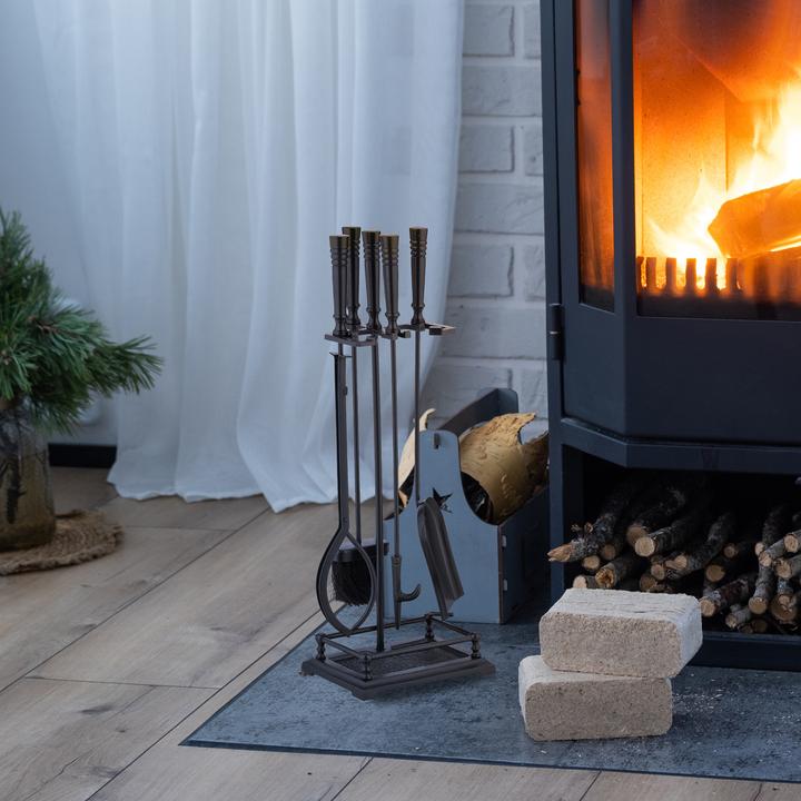 Actual product image Relaxdays 5-piece fireplace cutlery set (23 x 16 x 64 cm)