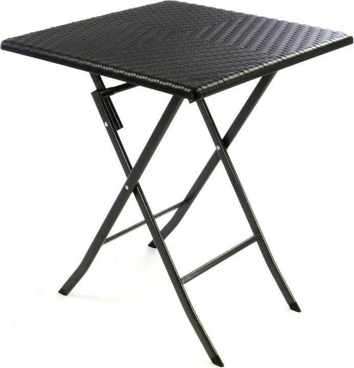 Produktbild VCM Tisch in Rattan-Optik Balkontisch Gartentisch 75 x 61 x 61 cm klappbar schwarz (61 cm)