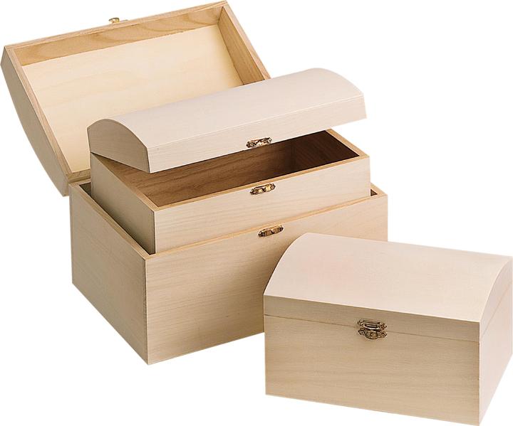 Produktbild VBS Holztruhe, 3er-Set, ca. 26 x 19 x 16 cm, 22,5 x 16 x 12 cm, 20 x 12,5 x 8 cm