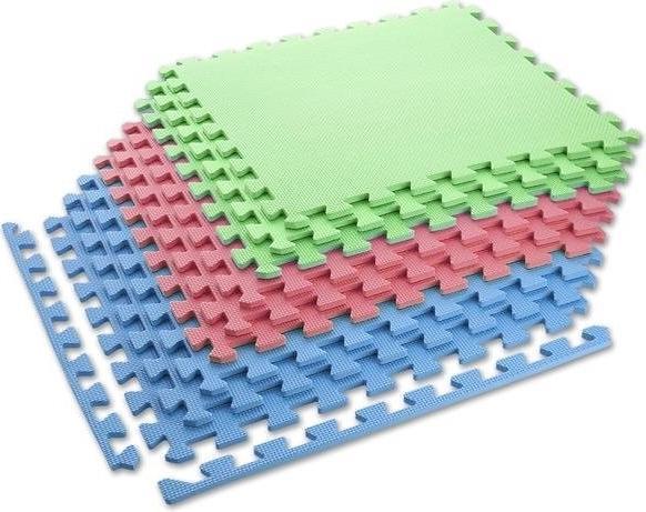Productafbeelding One Sudedamas kilimėlis treniruotėms Fitness MP10 žalias-mėlynas-raudonas, 60x60x1,0cm (9 dalių) (10 mm)