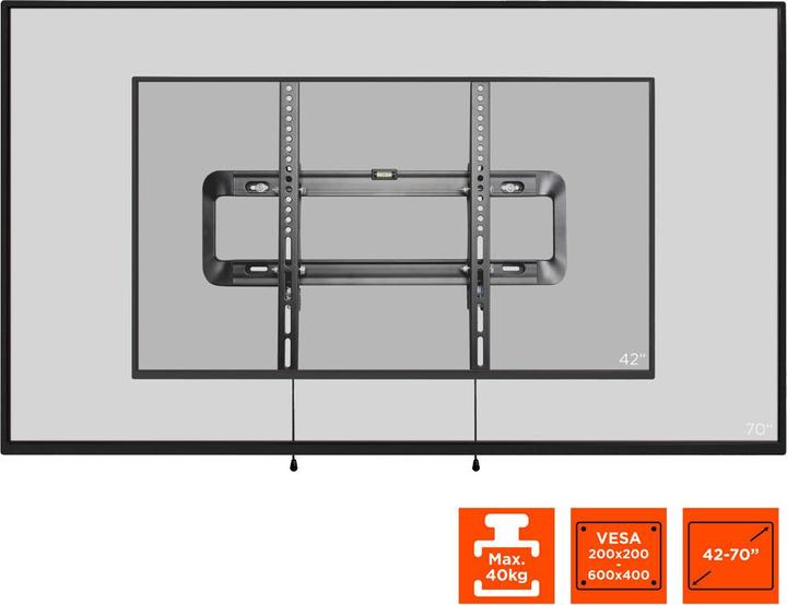 Produktbild Celexon Fixed-T7075 - Klammer - für LCD TV - Schwarz - Bildschirmgrösse: 106.7-177.8 cm ( (Wand, 70", 45 kg)