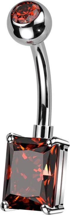Immagine prodotto Star Piercing Banana argento con sfera di cristallo argento rosso e grande cristallo rettangolare rosso (Ottone, Titanio G23)