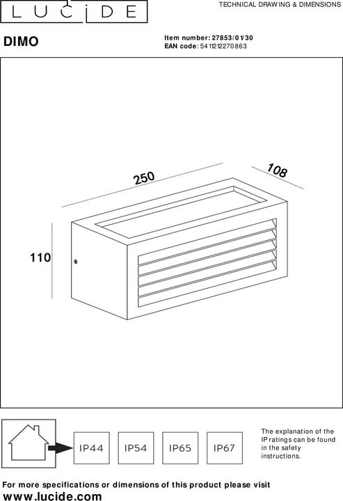 Actual product image Lucide Dimo (E27, IP54)