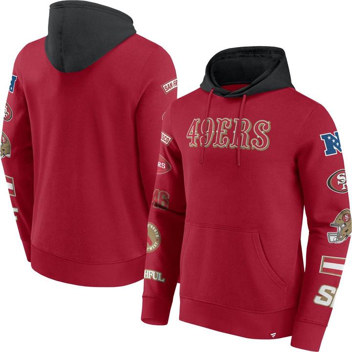 Immagine prodotto Fanatics Felpa con cappuccio con stampa sulle maniche dei San Francisco 49ers NFL - M (M)