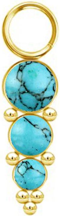 Actual product image Star Piercing Anhänger vergoldet drei Türkis Steinen mit Kugeln (without brass, Mineral, Surgical steel 316L)