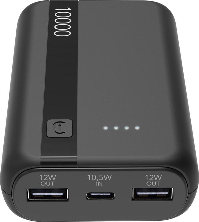 Cellularline Power Bank 10000 - Black (10000 mAh, 12 W, 37 Wh)