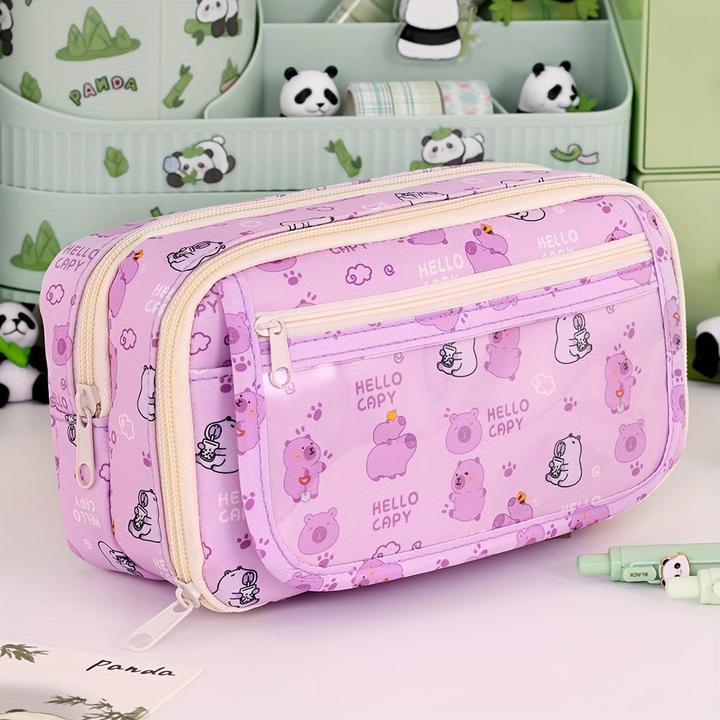 Immagine prodotto Only-Bags.Store Spazioso astuccio per matite con motivo a panda - tessuto Oxford resistente, organizer a più strati