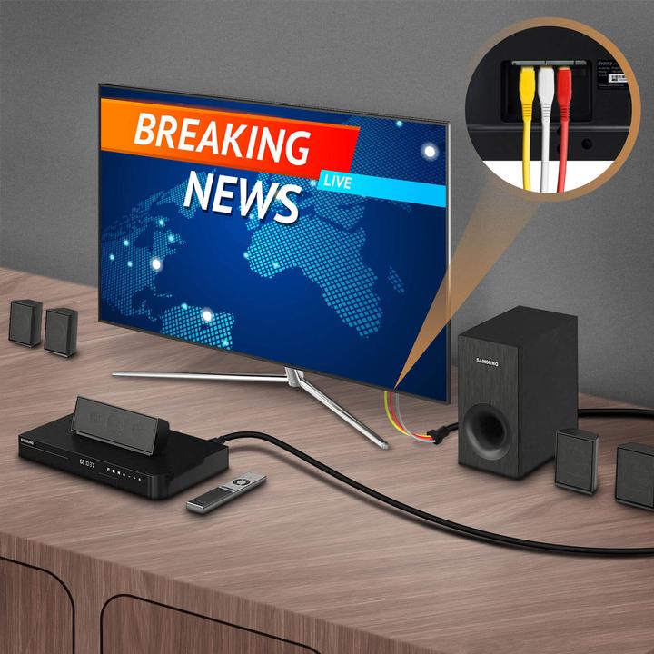Produktbild LinQ HDMI auf 3x Cinch-Stecker männlich Videokabel by – Schwarz (1.50 m, HDMI)