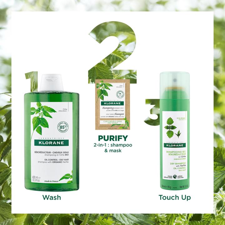 Actual product image Klorane Shampoo-powder mask with organic nettle (24 ml, Liquid shampoo)