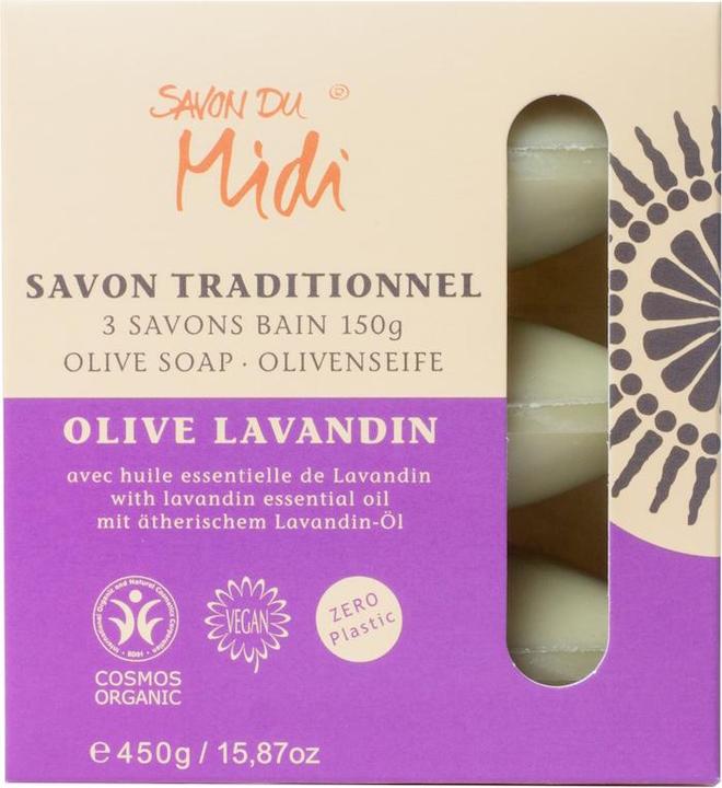Savon Du Midi Olivenseife mit Lavandin 3St - Papierbox (Flüssigseife)