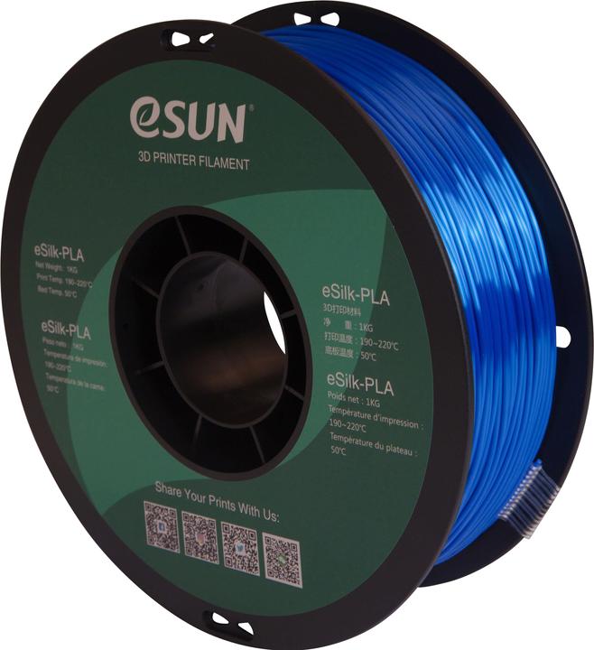 Actual product image eSUN EPLA-SILK 1,75mm BLUE 1kg 3D FILAMENT (PLA, 1.75 mm, 1000 g, Blue)