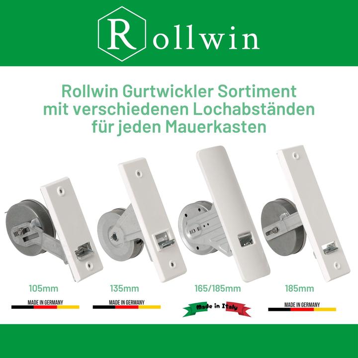 Actual product image Rollwin 4x flush-mounted roller shutter belt winder 185mm hole spacing - from Germany - with belt winder