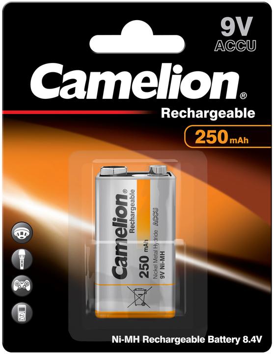 Immagine prodotto Camelion NH-9V250BP1 Wiederaufladbarer Akku Nickel-Metallhydrid (NiMH) (1 pz., 9V Block, 250 mAh)