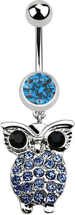 Immagine prodotto Star Piercing Banana d'argento con ciondolo gufo e occhioni azzurri (Acciaio chirurgico 316L, senza ottone)