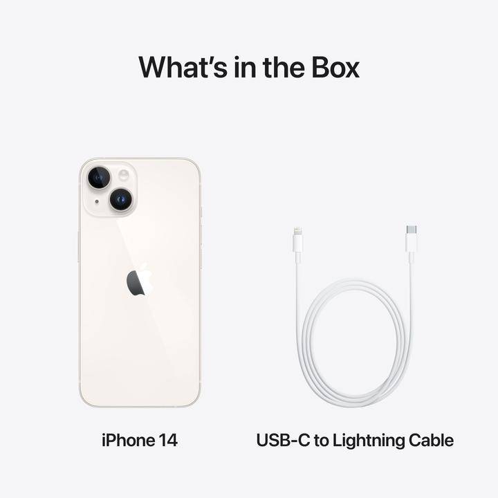 Actual product image Apple iPhone 14 (128 GB, Starlight, 6.10", SIM + eSIM, 12 Mpx, 5G)