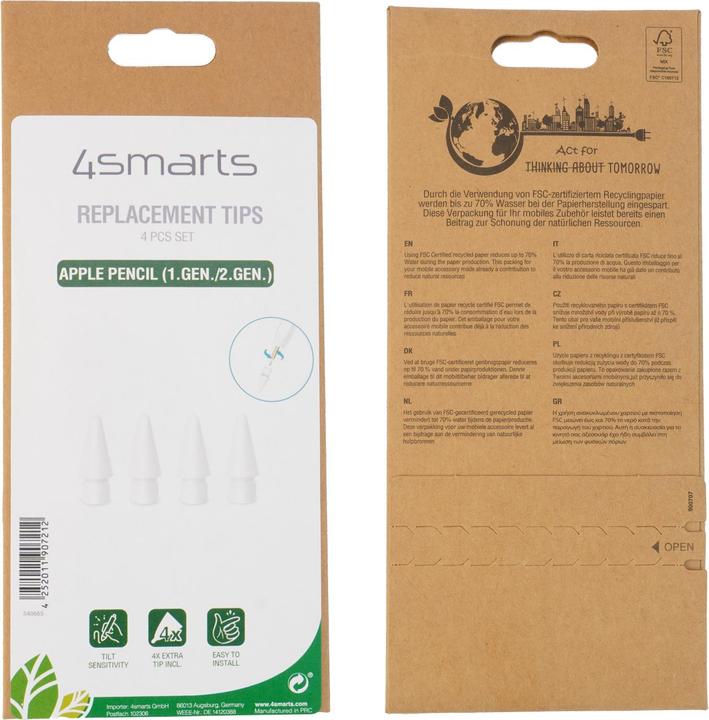 Immagine prodotto 4smarts Punte di ricambio per Apple Pencil (1a gen./2a gen.) set da 4 pezzi