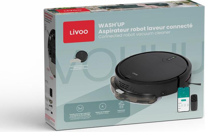 Actual product image Livoo WASH'UP Connected robot vacuum cleaner (Vacuum mopping robot)