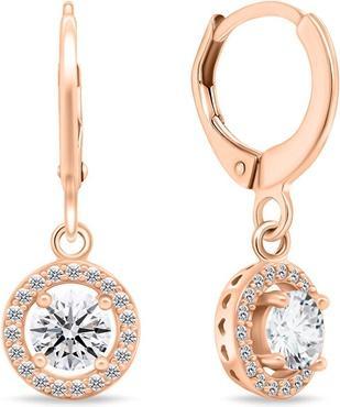 Brilio Silver - Beautiful bronze earrings with clear zircons EA466R