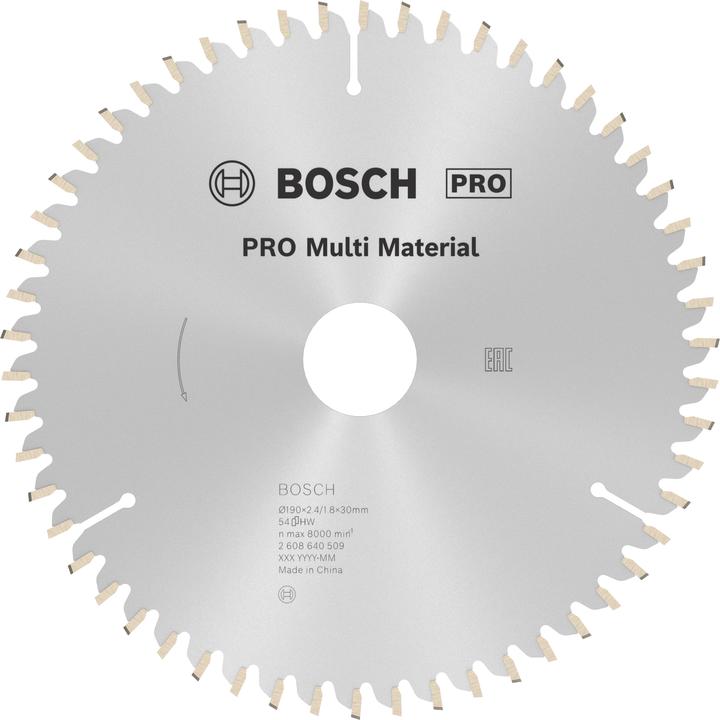 Immagine prodotto Bosch Professional Zubehör Lama circolare PRO Multi Material, 190 x 2,4 x 30 mm