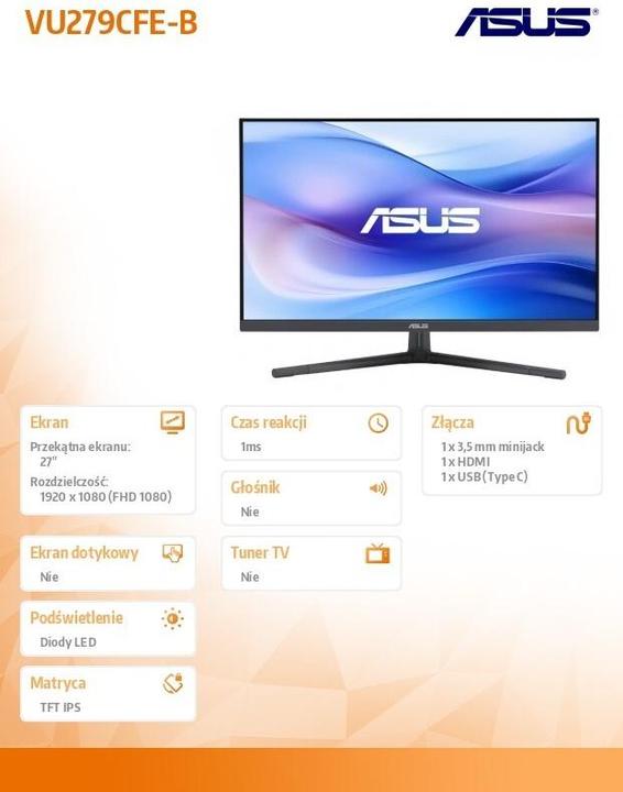 Produktbild ASUS VU279CFE-B (1920 x 1080 Pixel, 27.01")