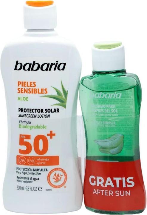 Actual product image Babaria SOL. LECHE PROTCTOR SOLAR PIELES SENSIBLES F50 200 ML + AFTER SUN 100 ML (Suntan cream, SPF 50, 200 ml)