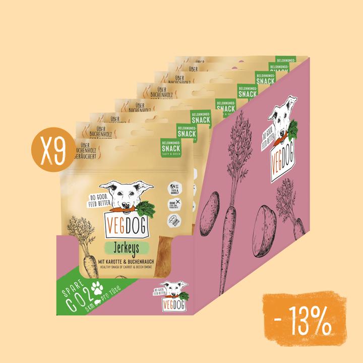 Produktbild Vegdog Jerkeys mit Kate und Buchenrauch (Adult, 9 Stk., 80 g)