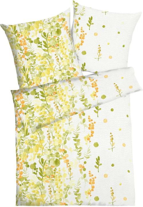 Image du produit Traumschlaf Parure de lit en seersucker Inaya citron (Set de linge de lit, 160x210 cm + 65x100 cm)