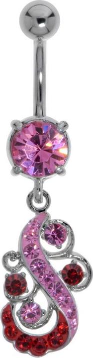 Bijouteria Bauchpiercing (Messing rhodiniert, Zirkonia, Chirurgenstahl 316L, Kristall)