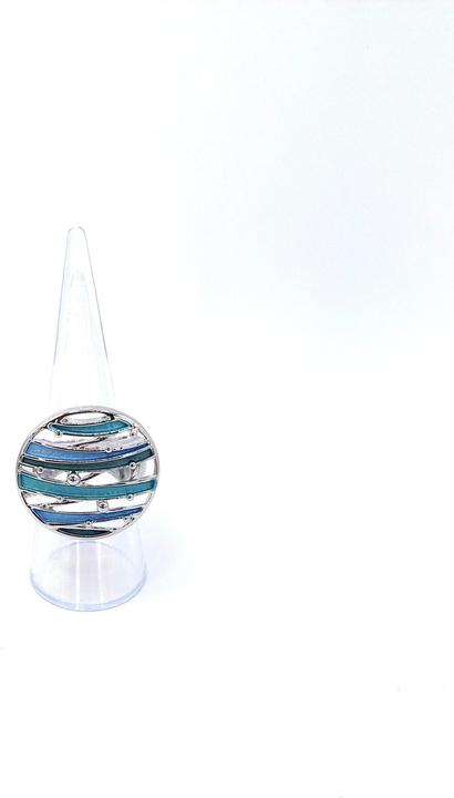 Actual product image Signé Signè ring ladies' ring elastic silver-coloured rhodium-plated One Size Blue tones No.18 (18, 19, 20, 21)