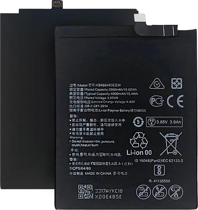 Actual product image OEM - Smartphone Battery HB466483EEW (18686) - Huawei P40 Lite 5G - 3900mAh - Black