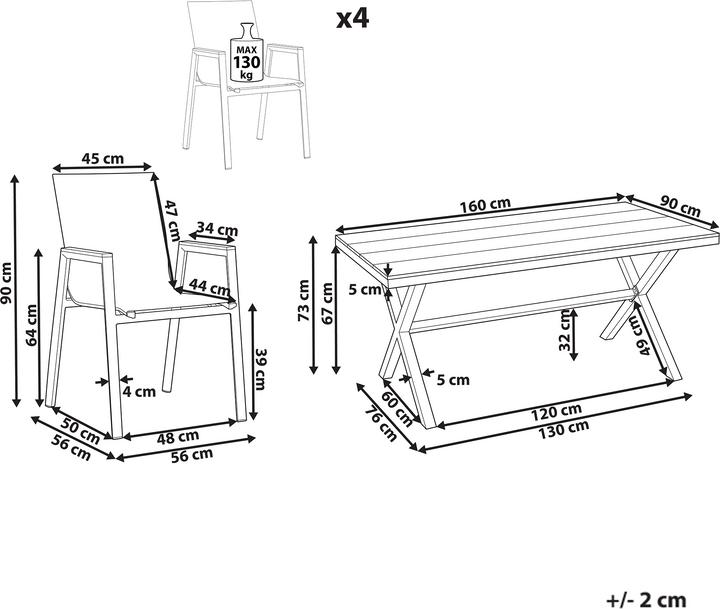 Nährwerte und Zutaten Beliani Tiano (160 cm)
