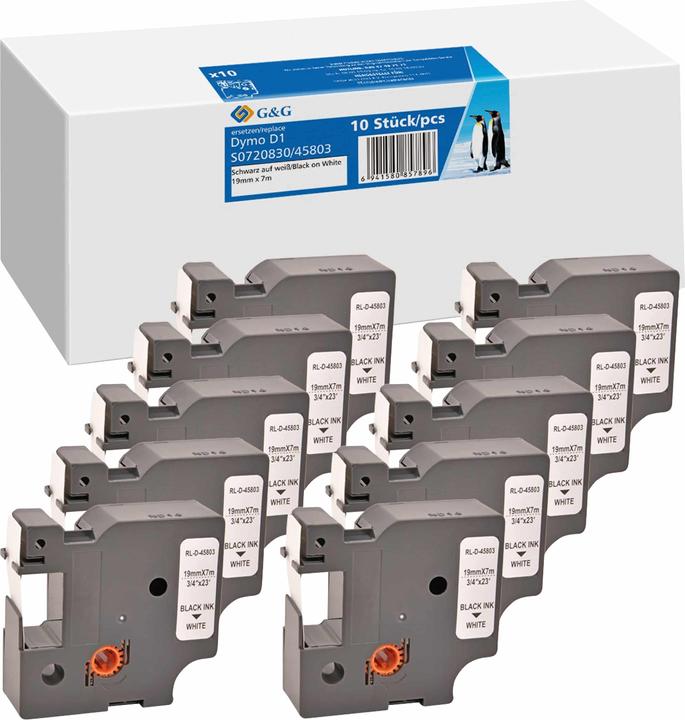 10 bandes de caractères -PRÉFACE- compatibles avec DYMO D1/ 45803/ S0720830 (1.90 cm, Blanc)