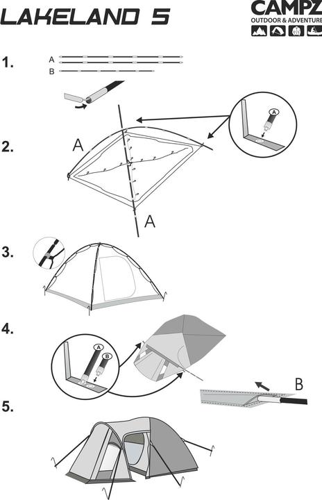 Actual product image Campz Lakeland tent 5P (Dome tent, 7.20 kg, 5 persons)
