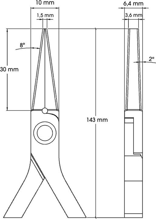 Produktbild Wetec Flachzange, lang, Greifflächen glatt (143 mm)