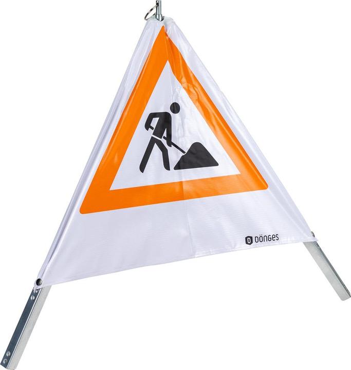 Produktbild Dönges Faltsignal, 700 mm, Tagesleuchtfarbe, Symbol Baustelle (Zeichen 123)