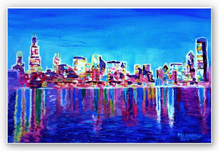 Produktbild Trenddeko Bleichner - Chicago im Neonschimmer (30 x 20 cm)