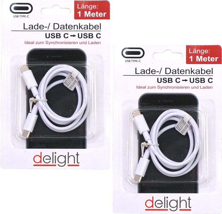 Produktbild Top ten 2er-Set Lade- und Datenkabel USB-C auf USB-C, weiss, 1m (1 m, USB 3.0)