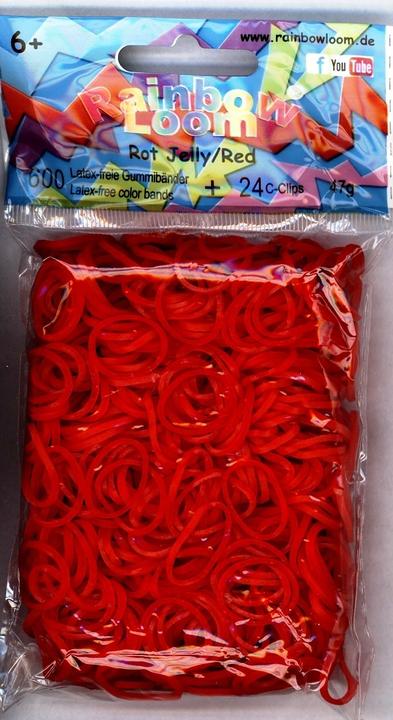 Actual product image Rainbow Loom Rubber bands red jelly (24 pcs.)