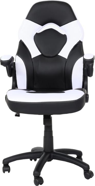 Swisshandel24 Sedia da ufficio HWC-K13, sedia girevole da gioco, ergonomica, bracciolo regolabile, similpelle