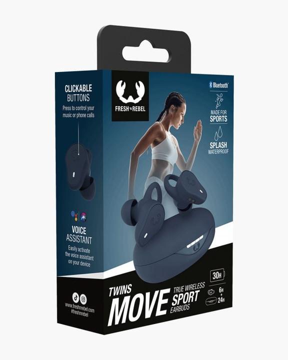 Immagine prodotto Fresh'N Rebel Fresh 'n Rebel Twins Move - Sport Oordopjes - Draadloos - Waterdicht IPX4 - Steel Blue (6 h, Senza fili)