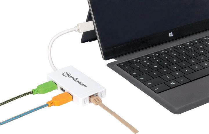 Immagine prodotto Manhattan 3-Port USB 3.0 Hub mit Gigabit Ethernet Adapter (USB-A, 4 Porti)