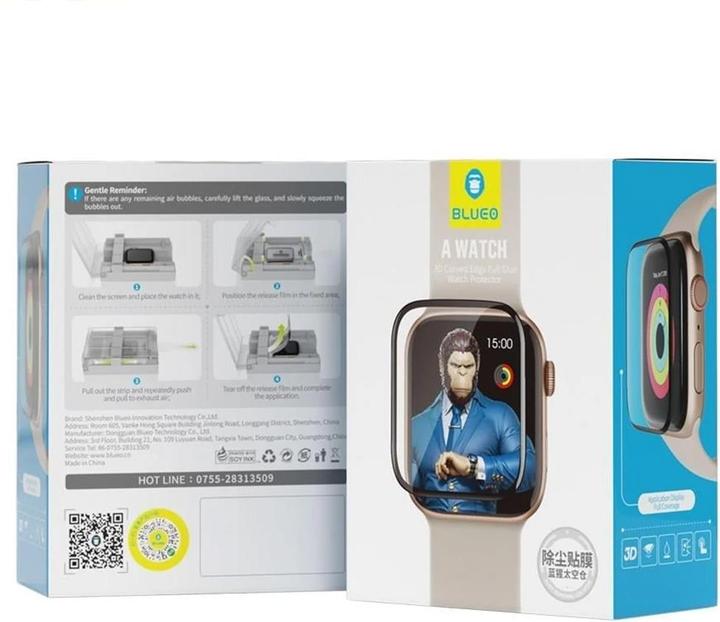 Blueo - High Molecule Screen Protector with Dust Removal Locator - Apple Watch 10 46mm - Black