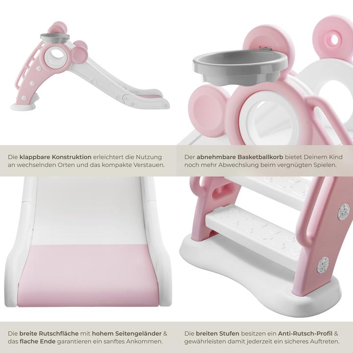 Image du produit tectake Toboggan pliable JOY pour enfants avec panier de basket