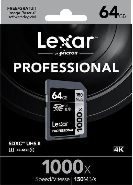 Actual product image Lexar SDXC 1000x Professional UHS-II (64 GB, SDXC, U3, UHS-II)