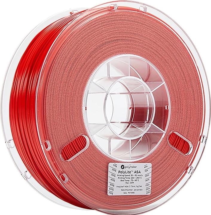 Produktbild Polymaker PF01004 PolyLite Filament ASA UV-beständig, witterungsbeständig, hitze (ASA, 1.75 mm, 1000 g, Rot)