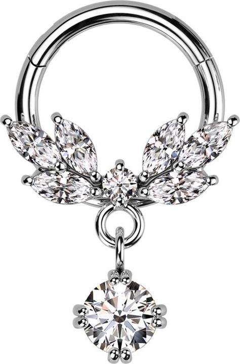 Produktbild Star Piercing Micro Segmentring klappbar silber Kristall Rebe Anhänger Kristall silber (Messing, Chirurgenstahl 316L)