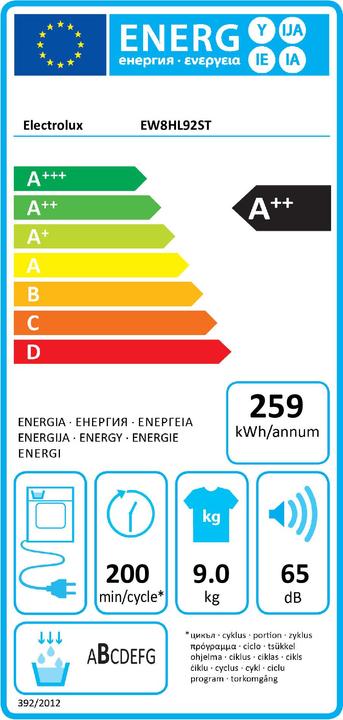 Energie-Label Electrolux TrocknerPerfectCare 800, 9 kg, A (9 kg, Rechts)