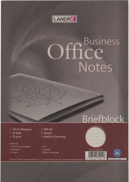 Image du produit Landré Bloc-notes recyclé A4 collé en tête (A4, Quadrillé, Couverture rigide)