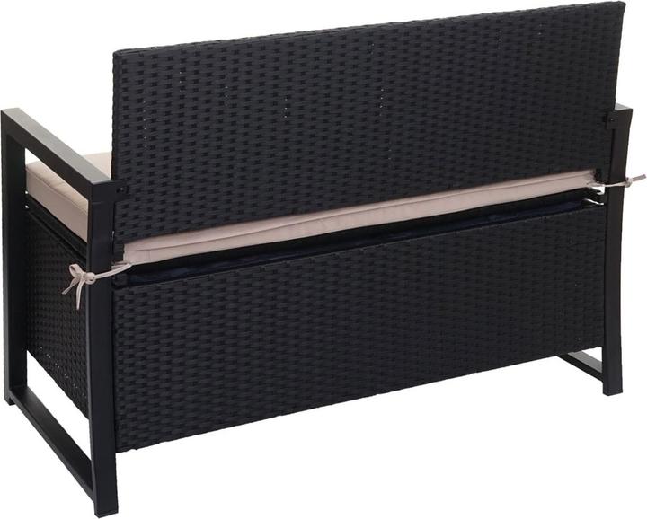 Image du produit Mendler Poly-Rattan Banc 2 places HWC-F39, Banc de jardin coffre, rangement Coussin d'assise - anthrazi